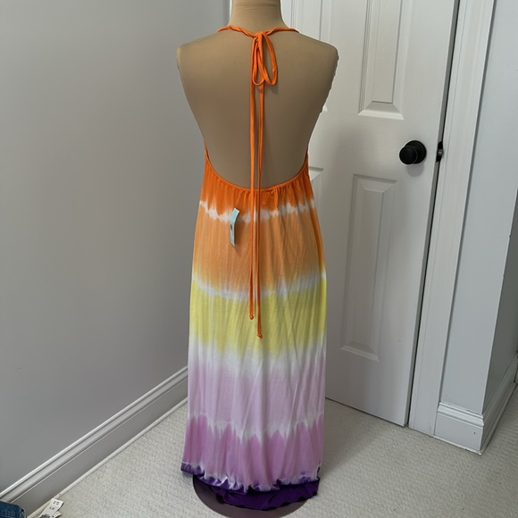 Debbie Katz South Beach Tie Dye Halter Maxi Cover Up Dress - Picture 2 of 7